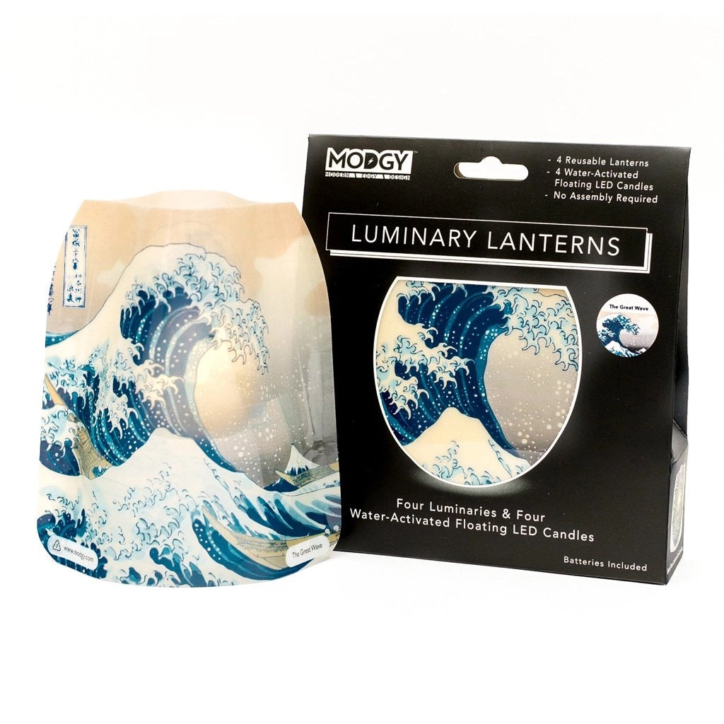 Modgy Luminary Lanterns Hokusai Great Wave Set of 4