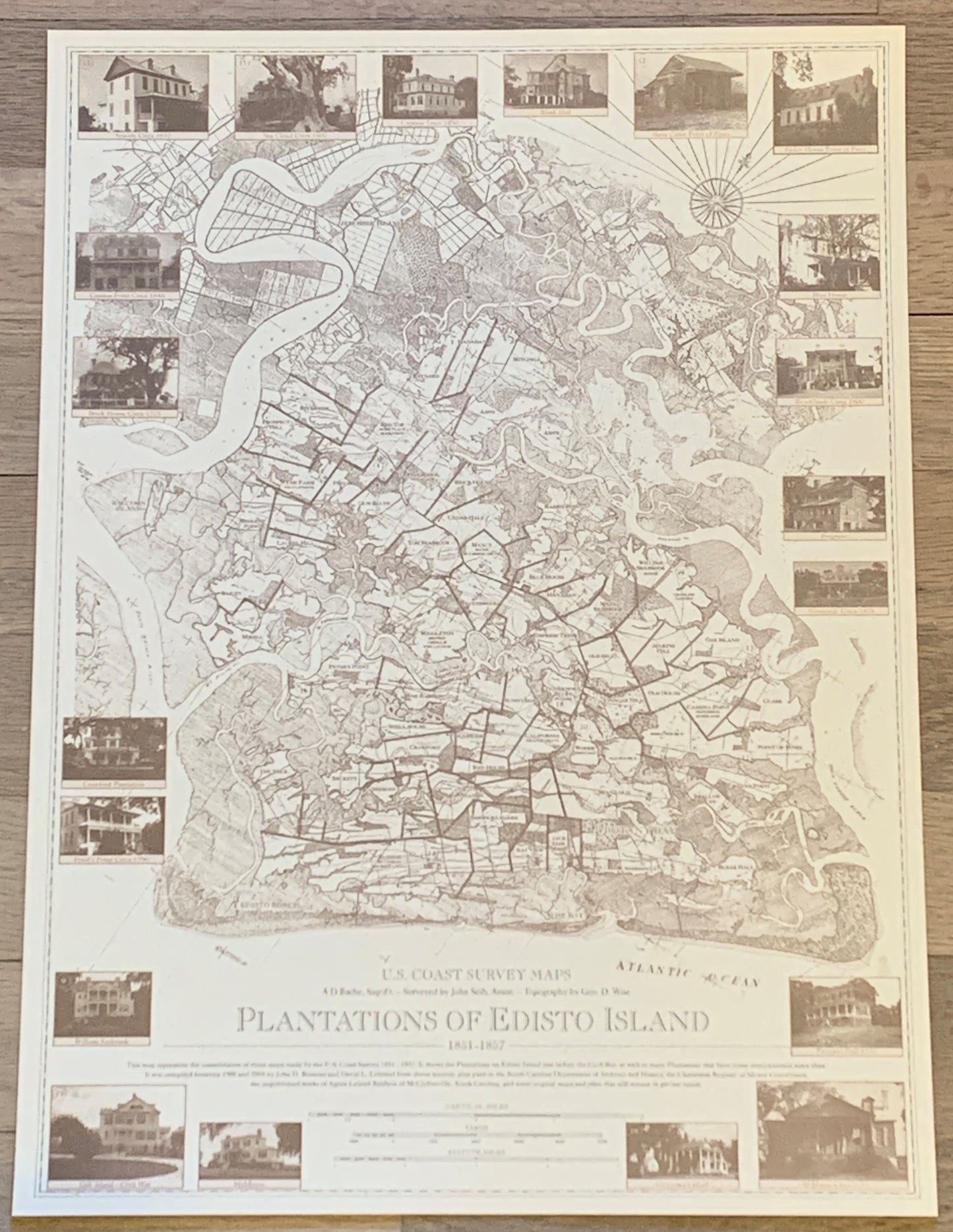 Edisto Island 1850's Plantations Map in Two Sizes
