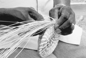 Sweetgrass basket being made
